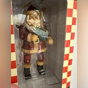 Woodlook Santa clause Christmas tree ornament vintage hinged made from resin